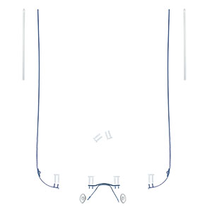 Spare Parts Set for Rimless Frames temple with hinge Blue