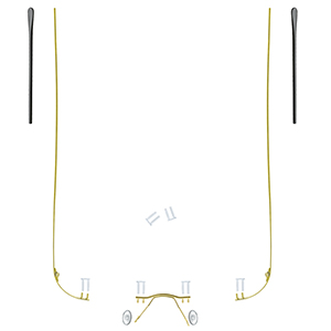 Spare Parts Set for Rimless Frames temple with hinge Gold