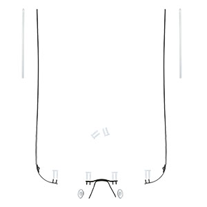 Spare Parts Set for Rimless Frames temple with hinge Black