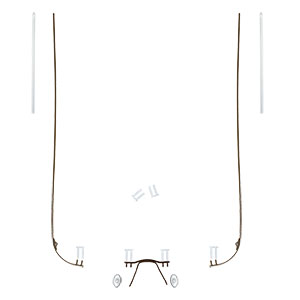 Spare Parts Set for Rimless Frames temple with hinge Brown