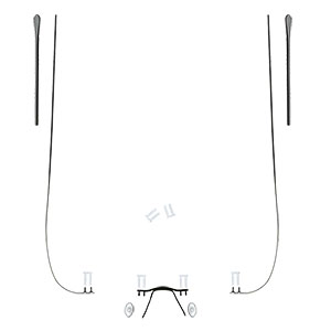 Spare Parts Set for Rimless Frames hingeless temple Black