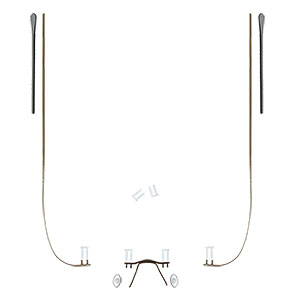 Spare Parts Set for Rimless Frames hingeless temple Brown