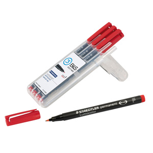 Universal pen, fine 0,6mm, red 4pcs in box